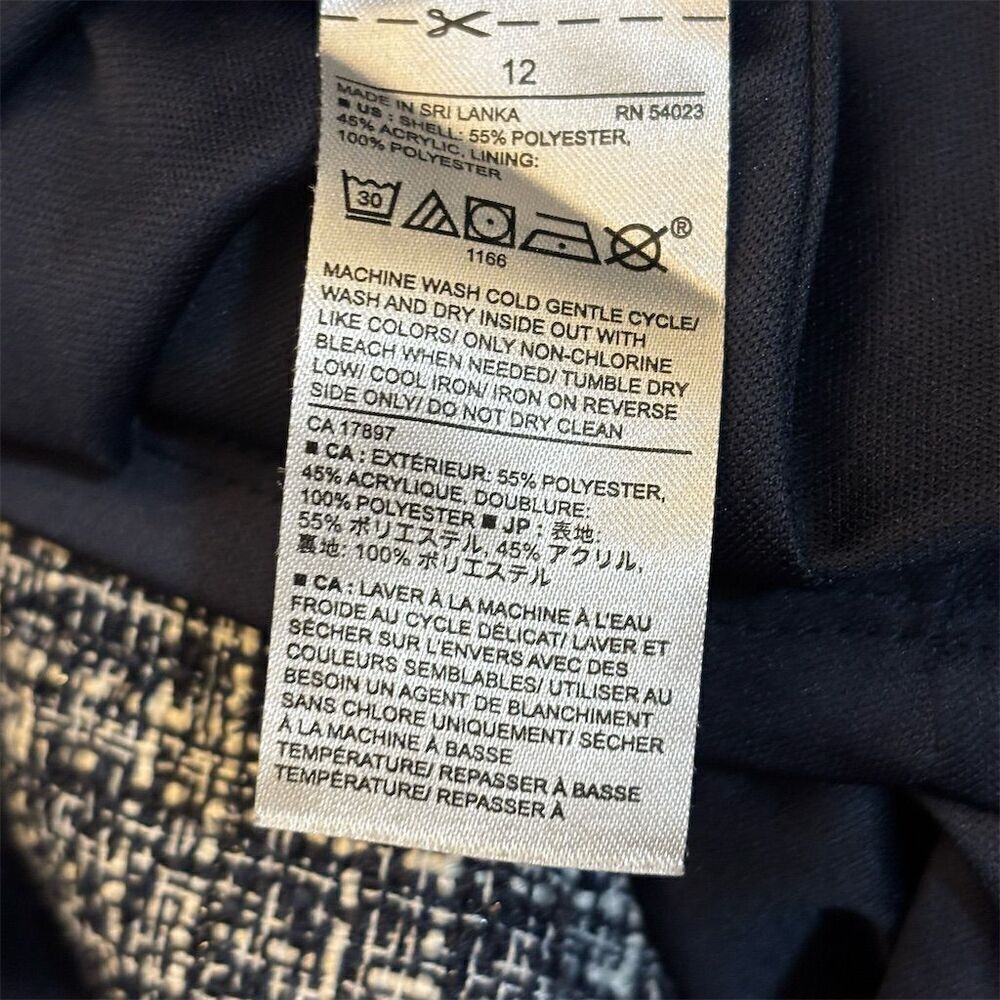 Banana Republic Women's Size 12 Navy White Tweed A-Line Skirt - Picture 6 of 9